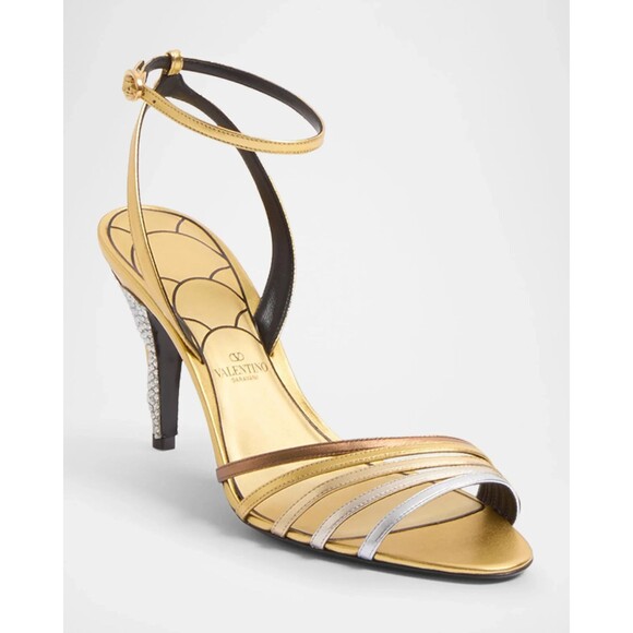 Valentino Garavani Ladycrush Metallic Crystal Embellished Ankle Strap Heel 41.5 - Picture 9 of 16